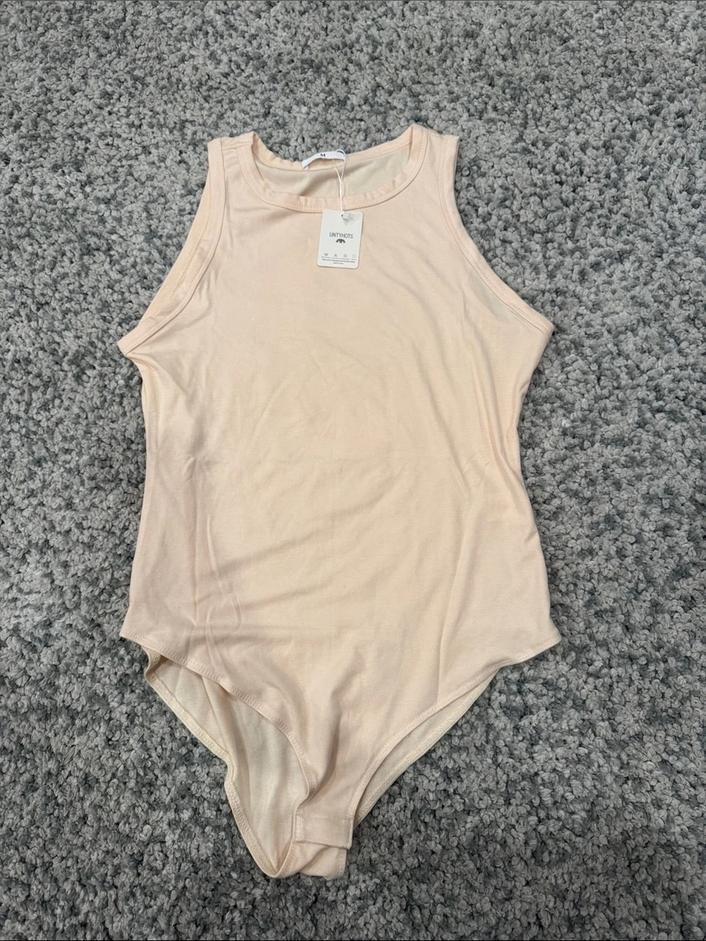 Blush Pink Ribbed Tank Bodysuit